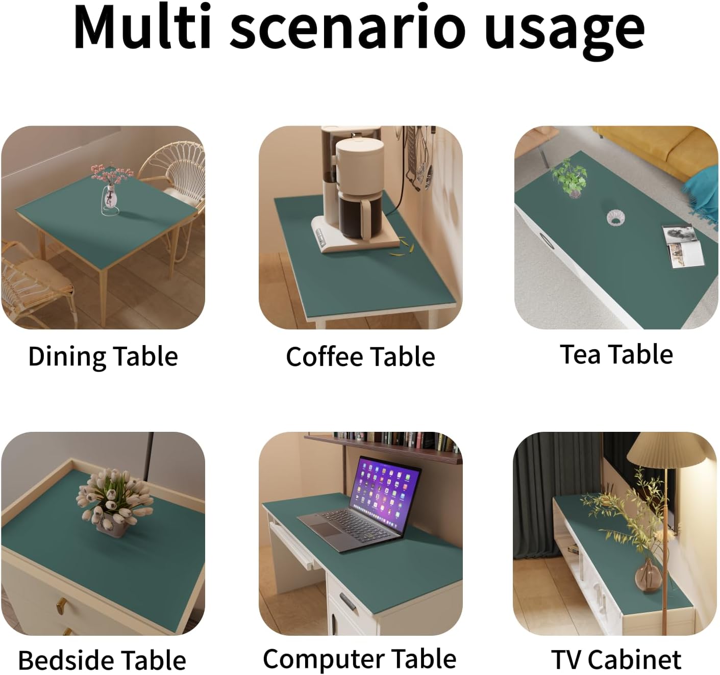 Leather Table Cover,1.8mm Thick,30x60 Inch Desk Cover,Large Desk Mat,Table Protector,Table Cover Protector,Dining Table Cover Protector,XL Desk Mat(Aqua Blue+Gray,30x60)