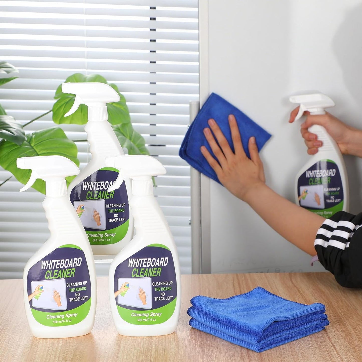 8 Pcs Whiteboard Cleaner Set 4 17 fl oz Dry Erase Board Liquid Cleaner with 4 Cloths White Board Cleaning Spray for Classroom Chalkboard Home Office