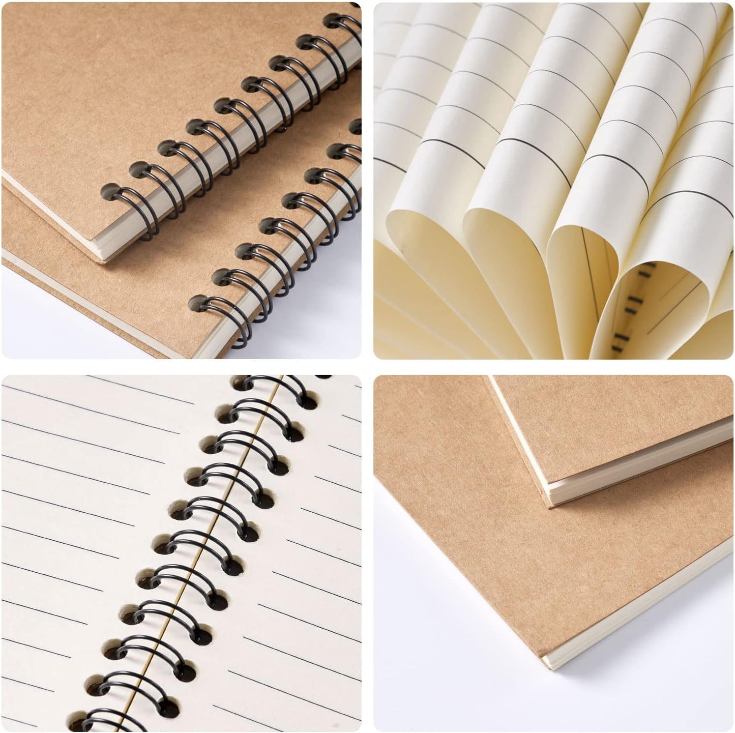 48 Pack A5 Spiral Notebook College Ruled Spiral Notebook Bulk Inches Hardcover Kraft Notebooks Lined Travel Writing Notebooks Journal Notepad for Office School Supplies, 100 Pages, 8.3 x 5.5 Inches