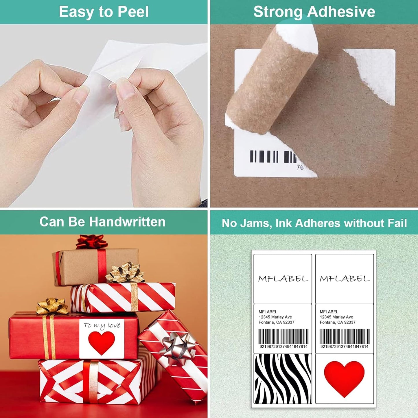 MFLABEL 3-1/3" x 4" Shipping Address Sticker, FBA Labels, 6-UP Sticker Label, White Shipping Label, Easy to Peel, Address Paper for Laser/Ink Jet Printer, 6 Per Page (96000 Labels, 16000 Sheets)