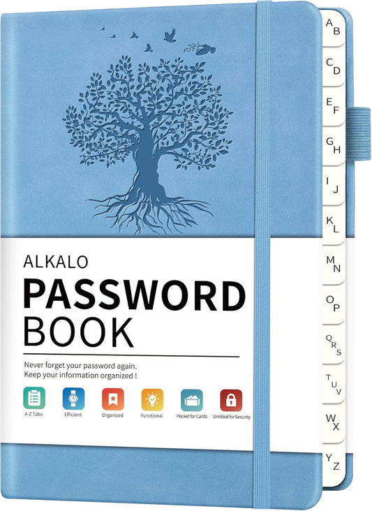Password Book with Alphabetical Tabs, 4.5"x5.9"Small Pocket Password Keeper Book, 160 Pages/100GSM Hardcover Notebook, Password Organizer for Internet Website Address Login