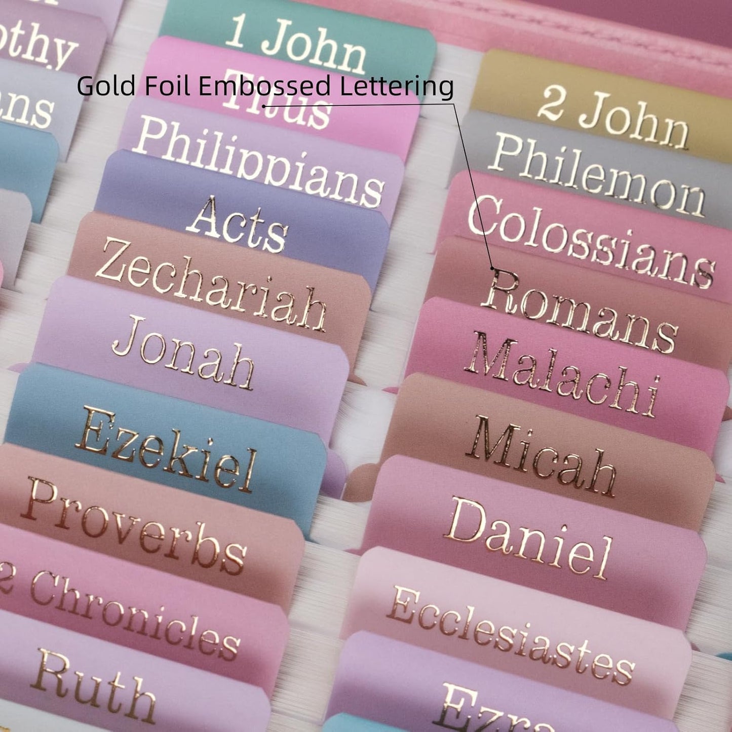 UPAFEXXI-Laminated Bible Tabs (Gold Foil Embossed Lettering), Bible Tabs for Women and Men, Reposition Large Print Stickers, Easy to Read and Apply, 80Chapters Labels for Easy Navigation