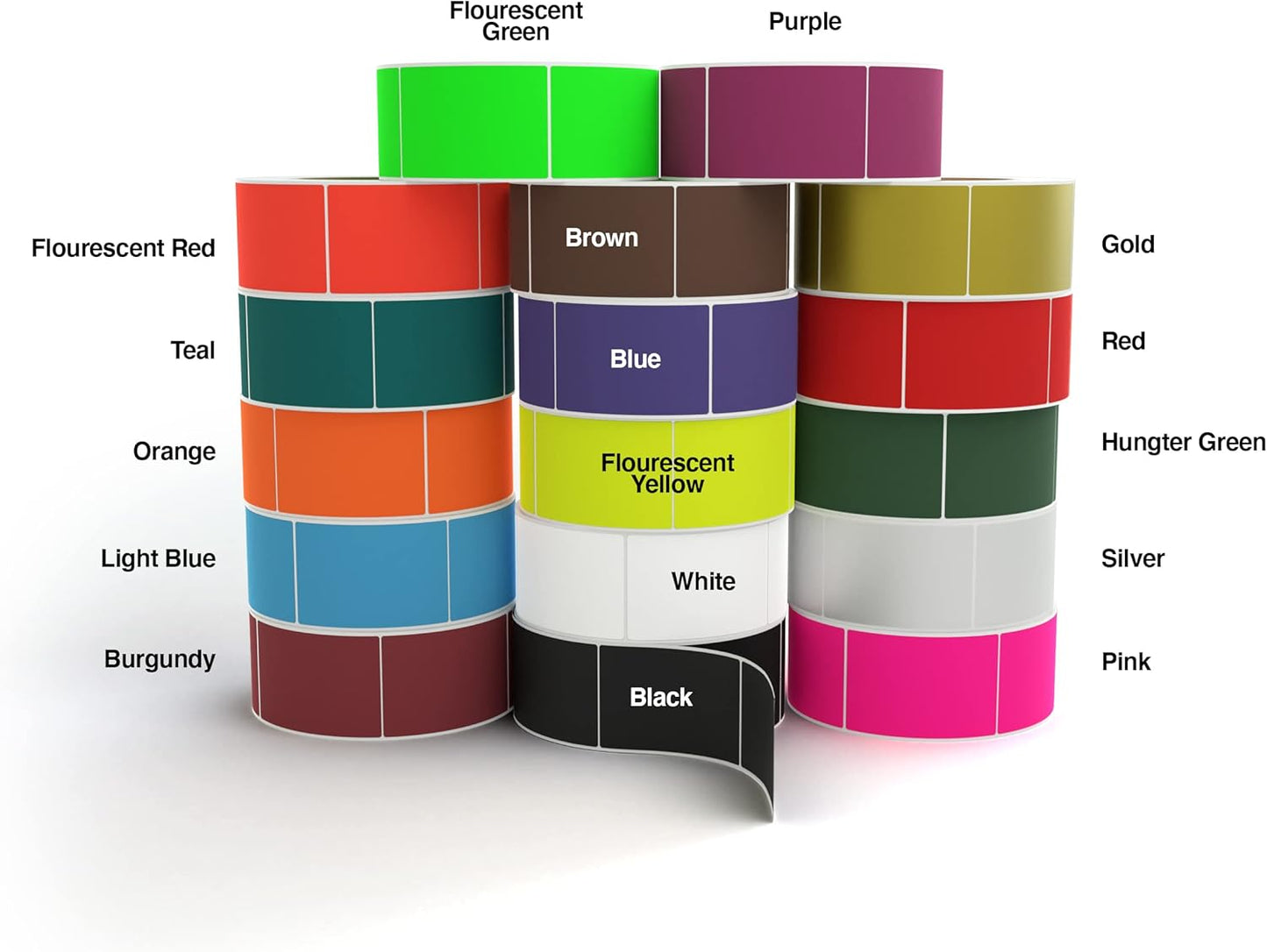 Kenco Color Coding 3 X 5 Rectangle Labels, Inventory Control Stickers 500 Labels Per Roll, Made in The USA (12 Pack Mix-n-Match)