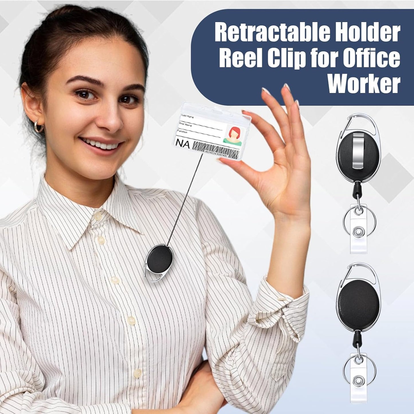 Honoson 40 Pcs Heavy Duty Retractable Badge Reels Batch ID Badge Holder Retractable Clip Bulk Key Holder with Ring for Office Worker Employee, Doctor Nurse Gifts (Black)