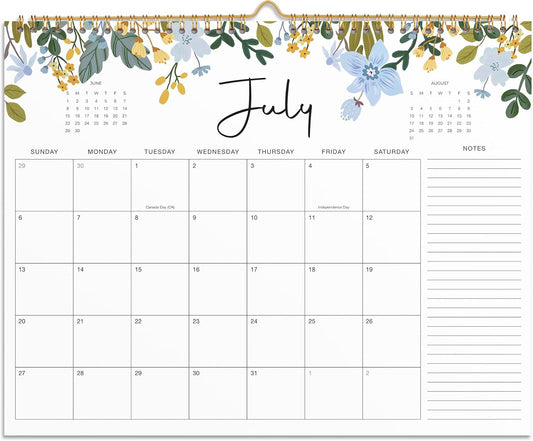 2025-2026 Wall Calendar, Gimoner Calendar 2025, 18 Months Calendar Runs From July 2025 - December 2026, 15" x 12", Twin-Wire Binding, Hanging Hook, Floral Design