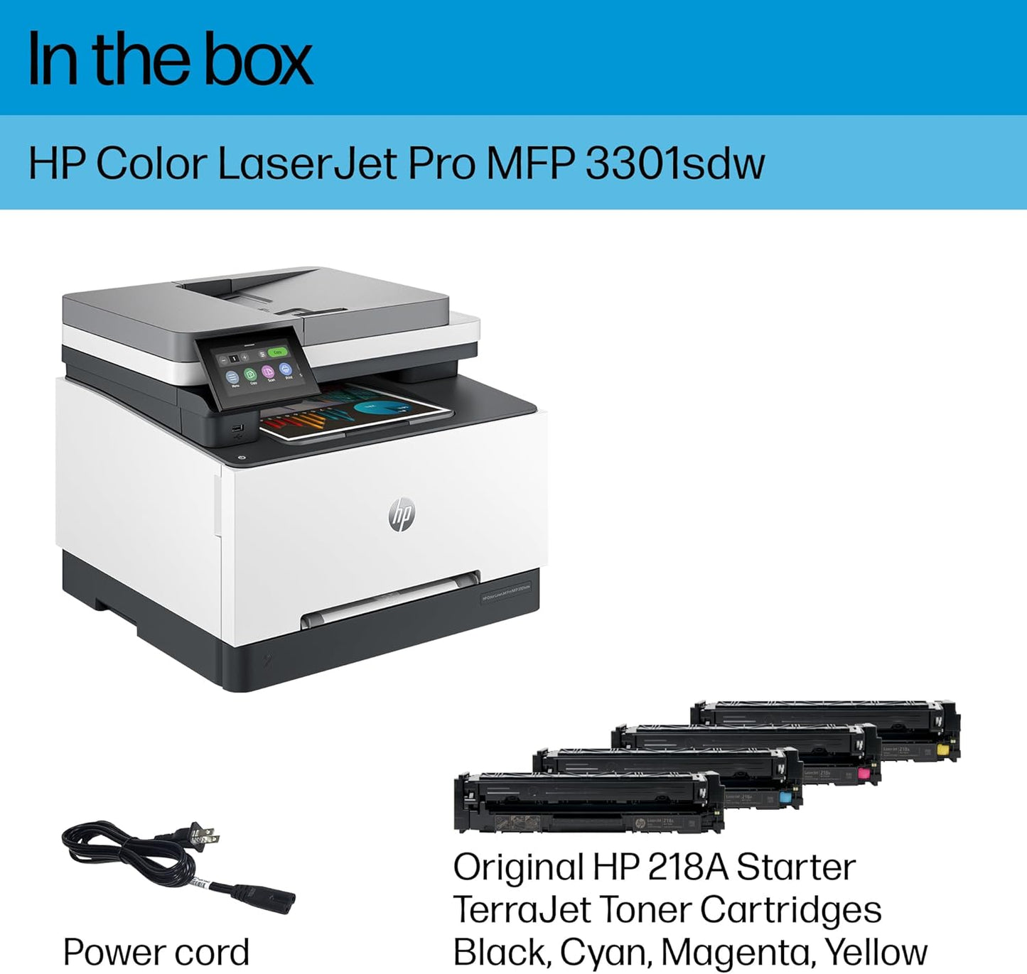 HP Color Laserjet Pro MFP 3301sdw Wireless All-in-One Color Laser Printer, Scanner, Copier, Best-for-Office (499Q3F)