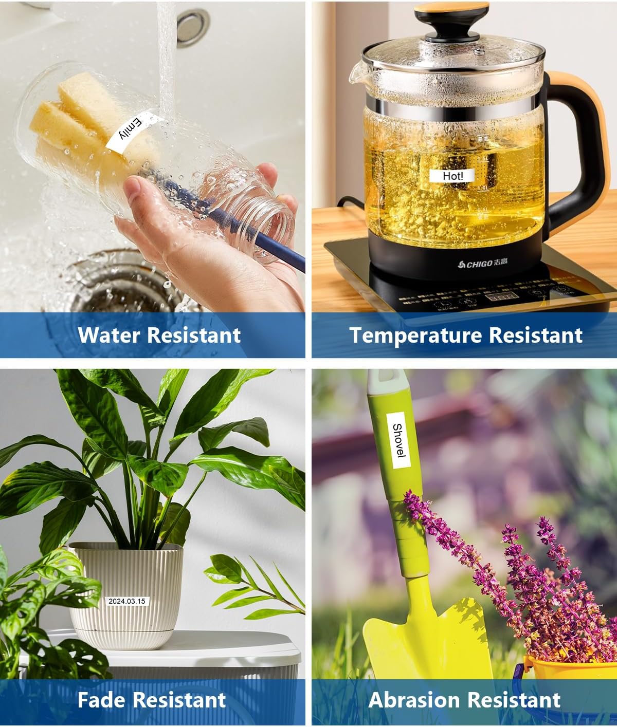 6-Pack TZ 18mm 0.7 Inch Laminated Multi Color Compatible for P Touch Label Tape TZe-141 241 441 541 641 741 for Ptouch PT-D400 PTD410 D610BT D600, Clear/White/Red/Blue/Yellow/Green