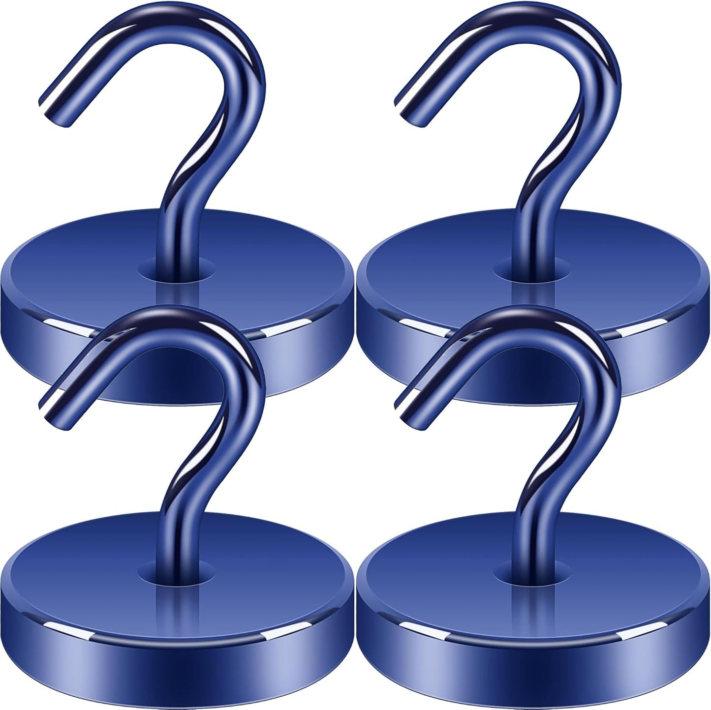 Neosmuk Magnetic Hooks, Heavy Duty 170lb Strong Magnets for Cruise Cabins, Ship Essentials, Large Metal Hooks for Hanging on Fridge(Navyblue,Pack of 4)