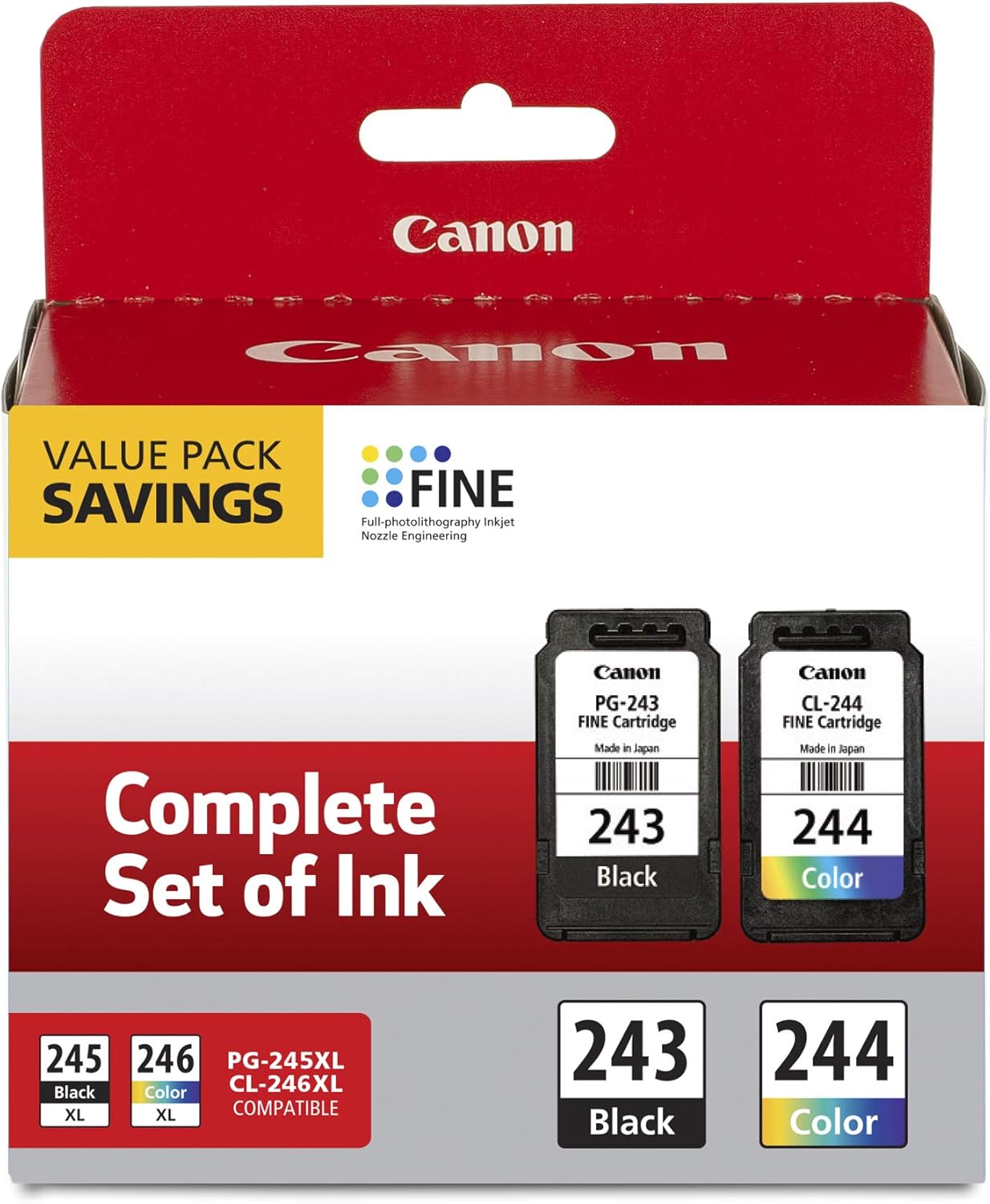 Canon Ink and Photo Paper Bundle - PG-243/ CL-244 Ink Multi pack for TR4520, MX492, MG2520, MG2922, TS302 and TS202 Printers + Canon 7981A004 Photo Paper Plus Matte 8-1/2 x 11 50 Sheets
