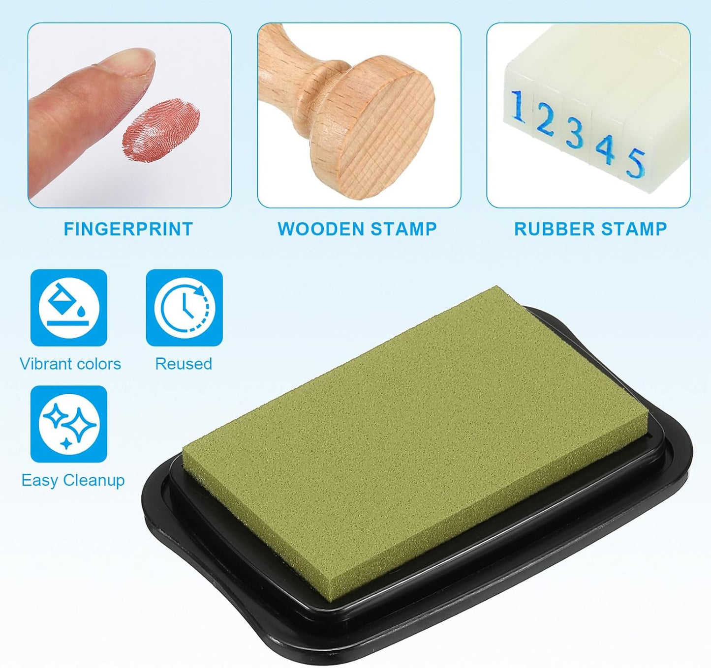 PATIKIL 3"x2" Large Stamp Pad, 2Pcs Washable Craft Ink Pad for Rubber Stamp Card Making Stamping Scrapbook Fingerprint Handprint, Light Green/Black