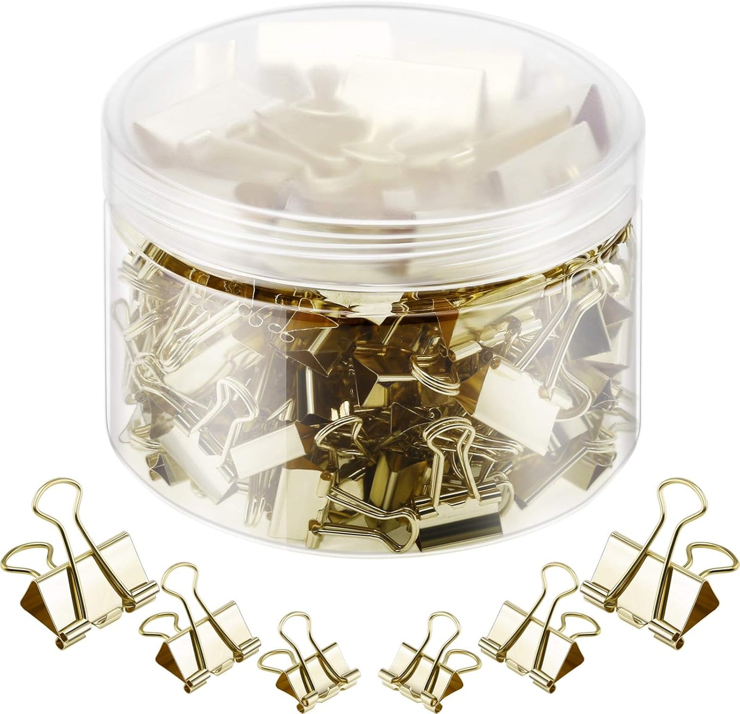 TecUnite 150 Pcs Binder Clips Assorted Sizes Gold Paper Clamps Clips Large Medium Small Office Supplies
