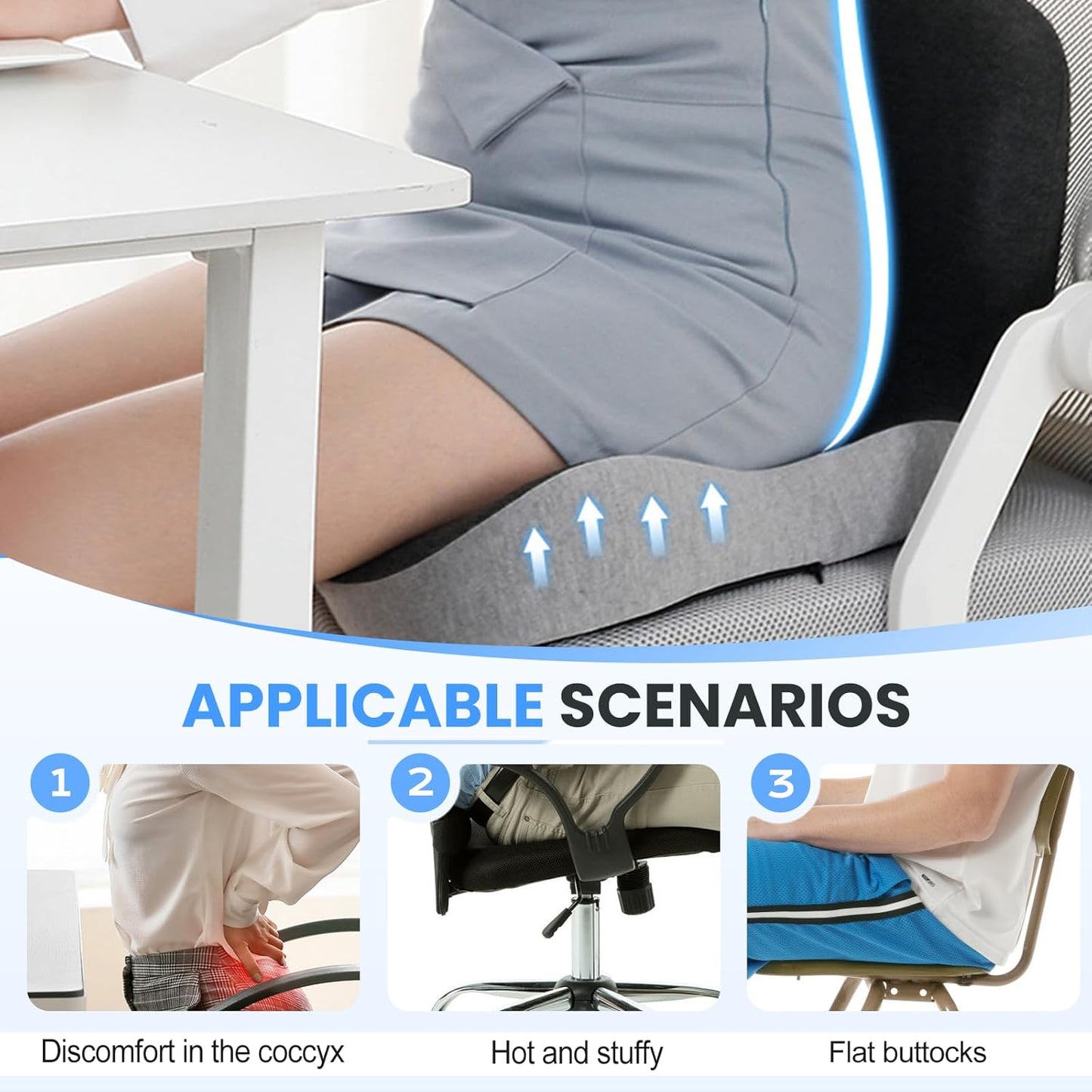 Back and Seat Cushion, 2025 New Ergonomic Non-Slip Memory Foam Seat Cushion with Back Support, L-Shaped Breathable Seat Cushions for Car, Office, Home (Pink)