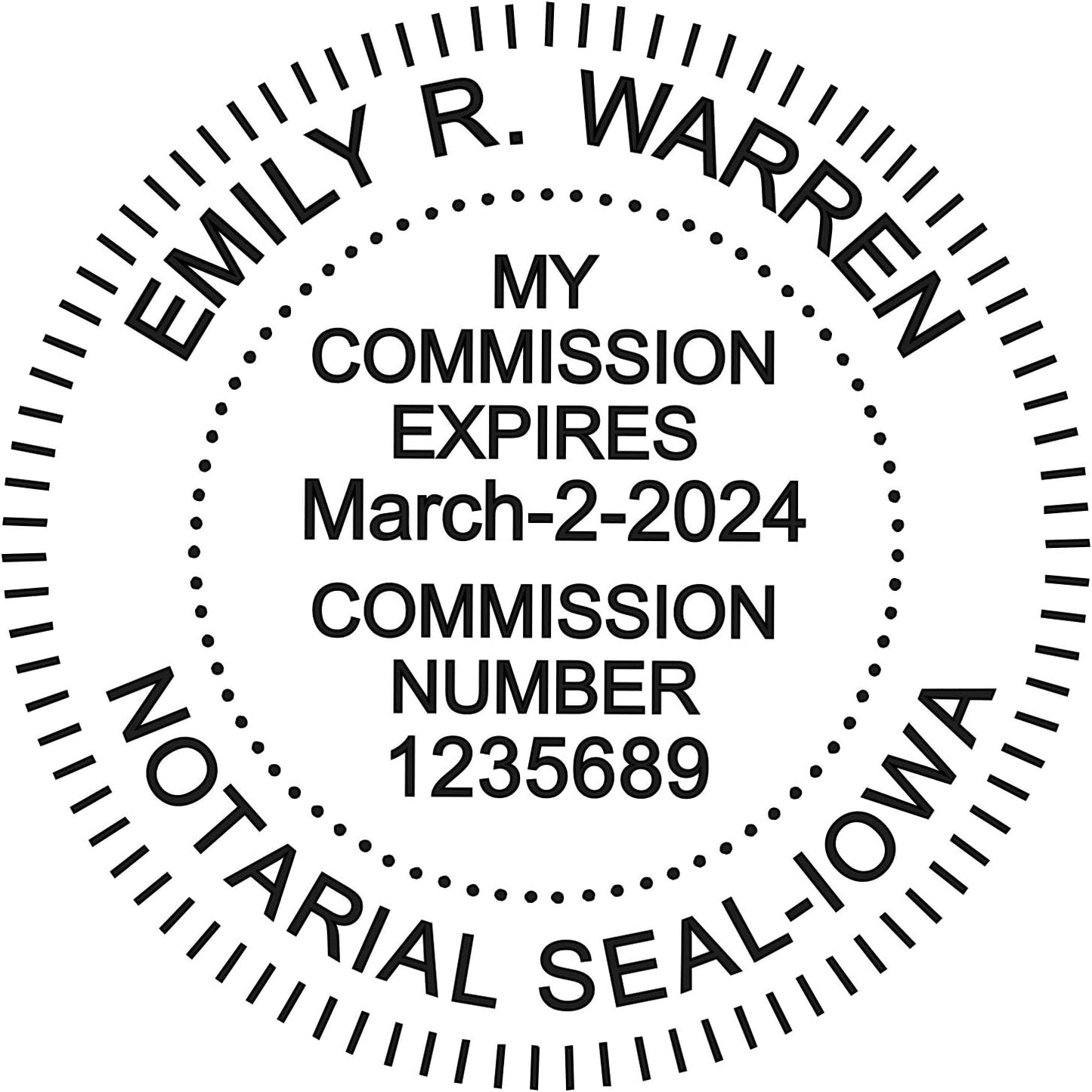Round Notary Stamp for State of Iowa- Self Inking Stamp - Top Brand Unit with Bottom Locking Cover for Longer Lasting Stamp - 5 Year Warranty