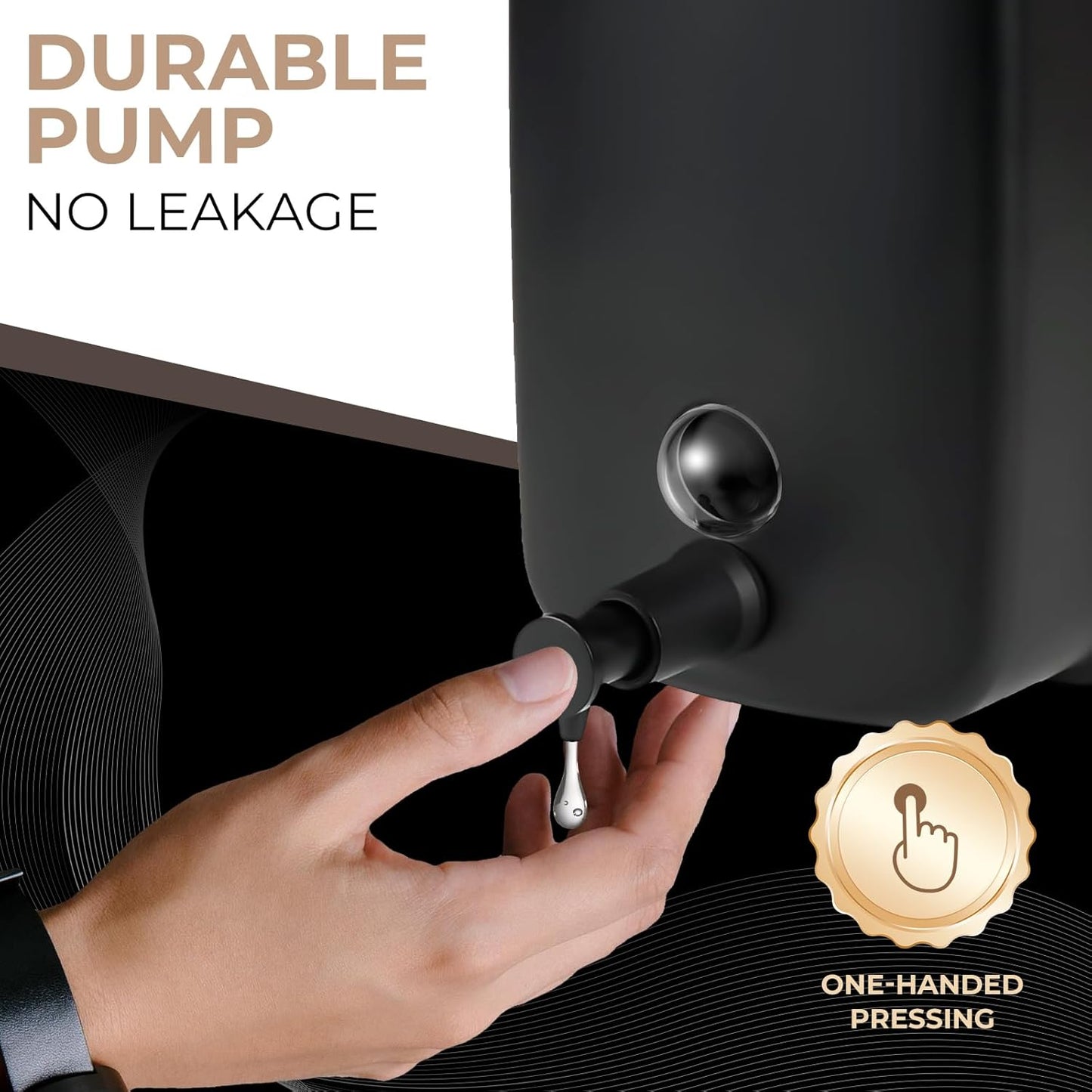 Commercial Soap Dispenser Wall Mount Stainless Steel Soap Dispensers Liquid Manual Anti-Leak Pump Hand Soap Dispenser for Bathroom Kitchen Black (17 fl.oz./500ml)