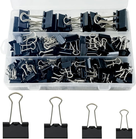 170 Pcs Binder Clips Assorted Sizes, Black Large, Medium, Small Binder Paper Clips for Office Supplies, Home, School,Business Document Organizing（Black）
