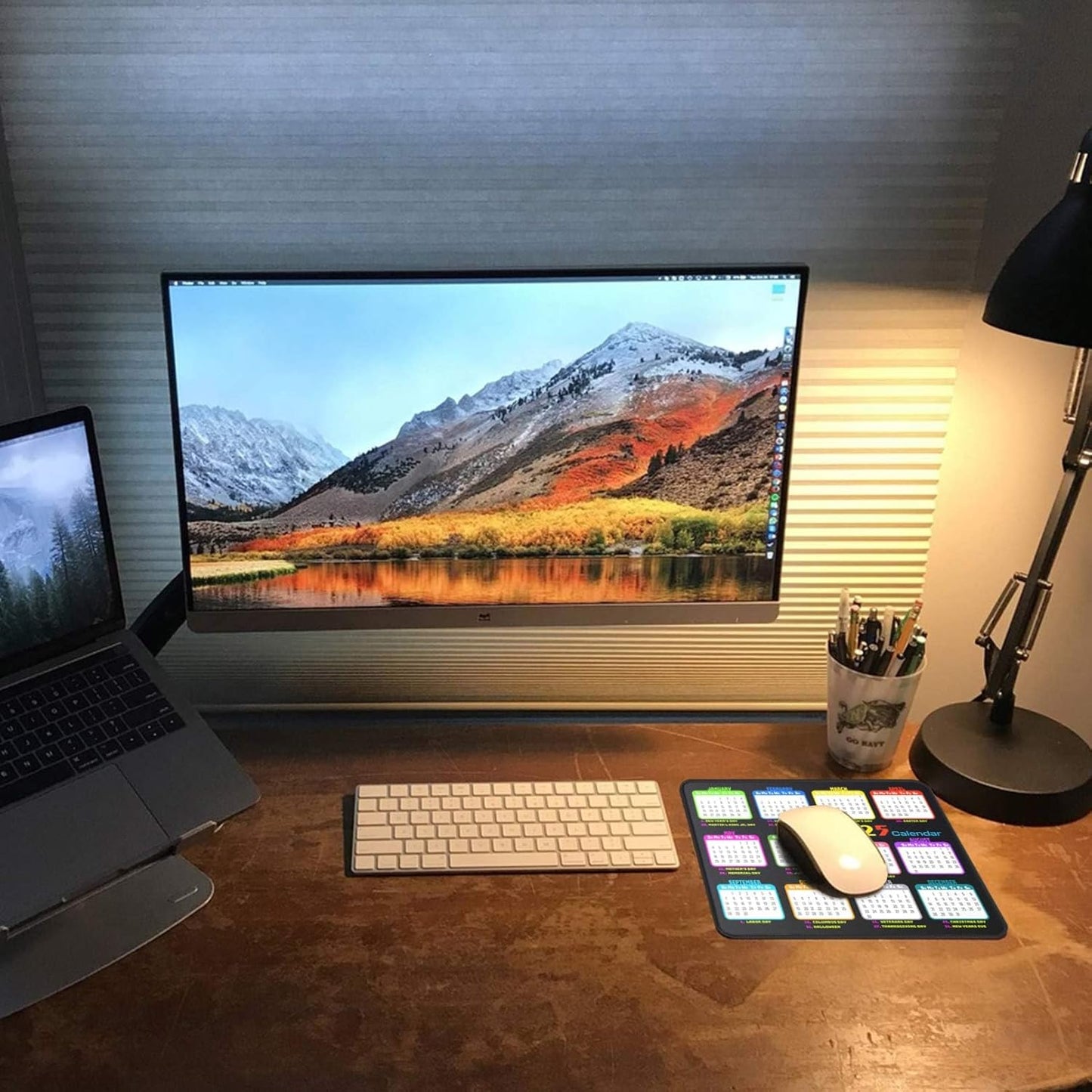 Calendar Mouse Pad 9.5 X 7.8 in, Mouse Pads with Stitched Edges and Non-Slip Rubber Base, Home Office Desk Decor Accessories for Computer Laptop Work Gaming (White 2025 with Holidays)