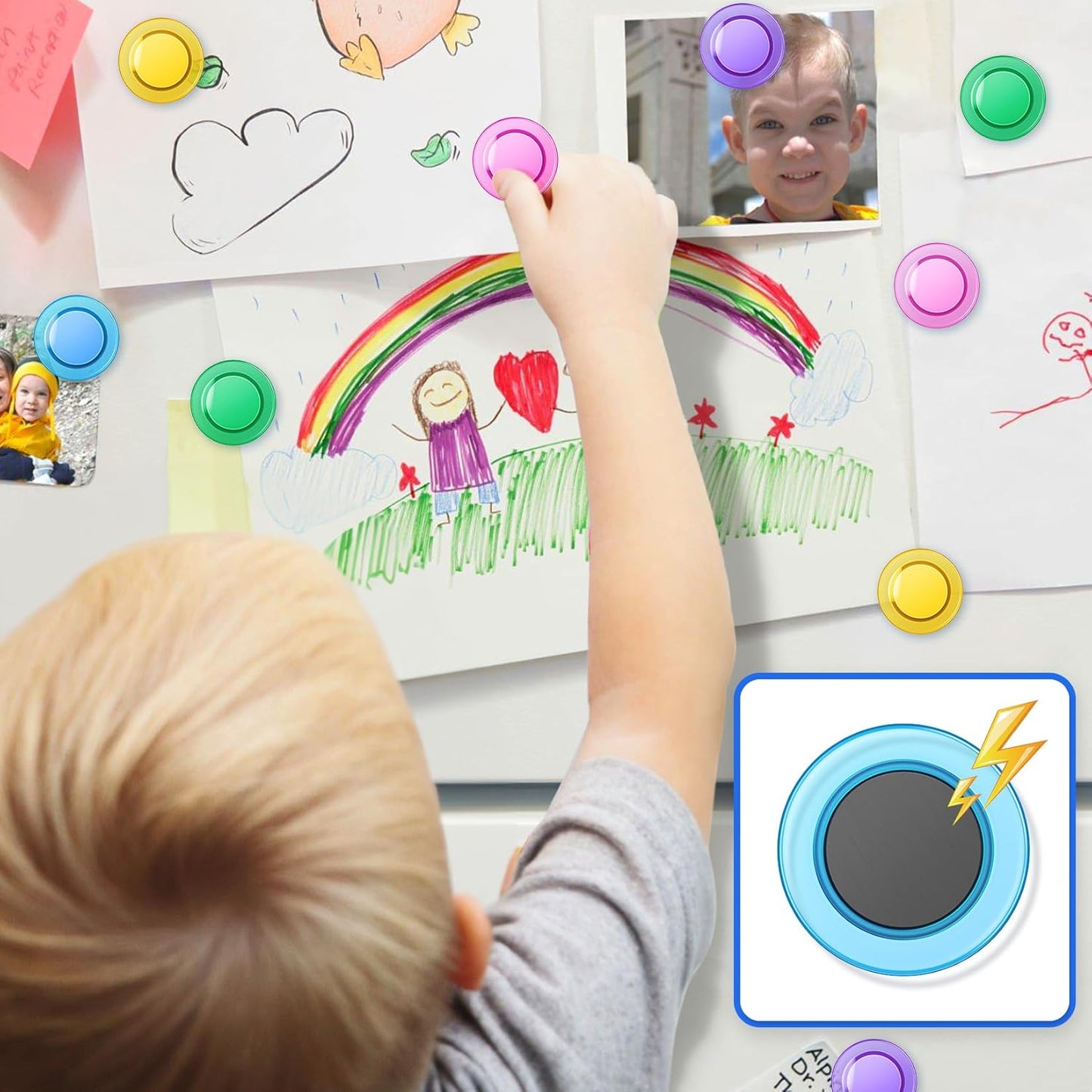 Grtard 45 Pcs Magnets for Whiteboard, Round Refrigerator Magnets Fridge Magnets Whiteboard Magnets, Dry Board Decorative Magnets Teacher Supplies for School, Home, Office (Colorful, 3cm/1.18 inch)