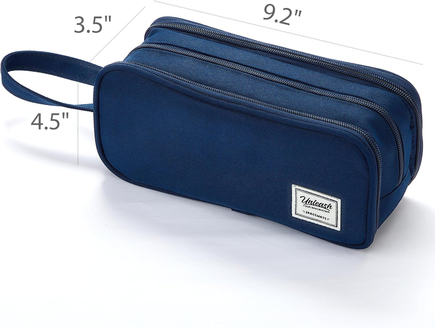 Pencil Case Pouch Box Bag School Supplies Girls Boys Kids, Cute Preppy Stuff Big Capacity Aesthetic Pen Organizer, Back to College Stationary, Navy Blue, Extra Large Style, 2300ml