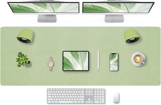 Bloss 47.2" x 16.9" Large Desk Mat, Leather Mouse Keyboard Pad, Non-Slip Writing Pad, Desk Protector for Office, Home - Light Green