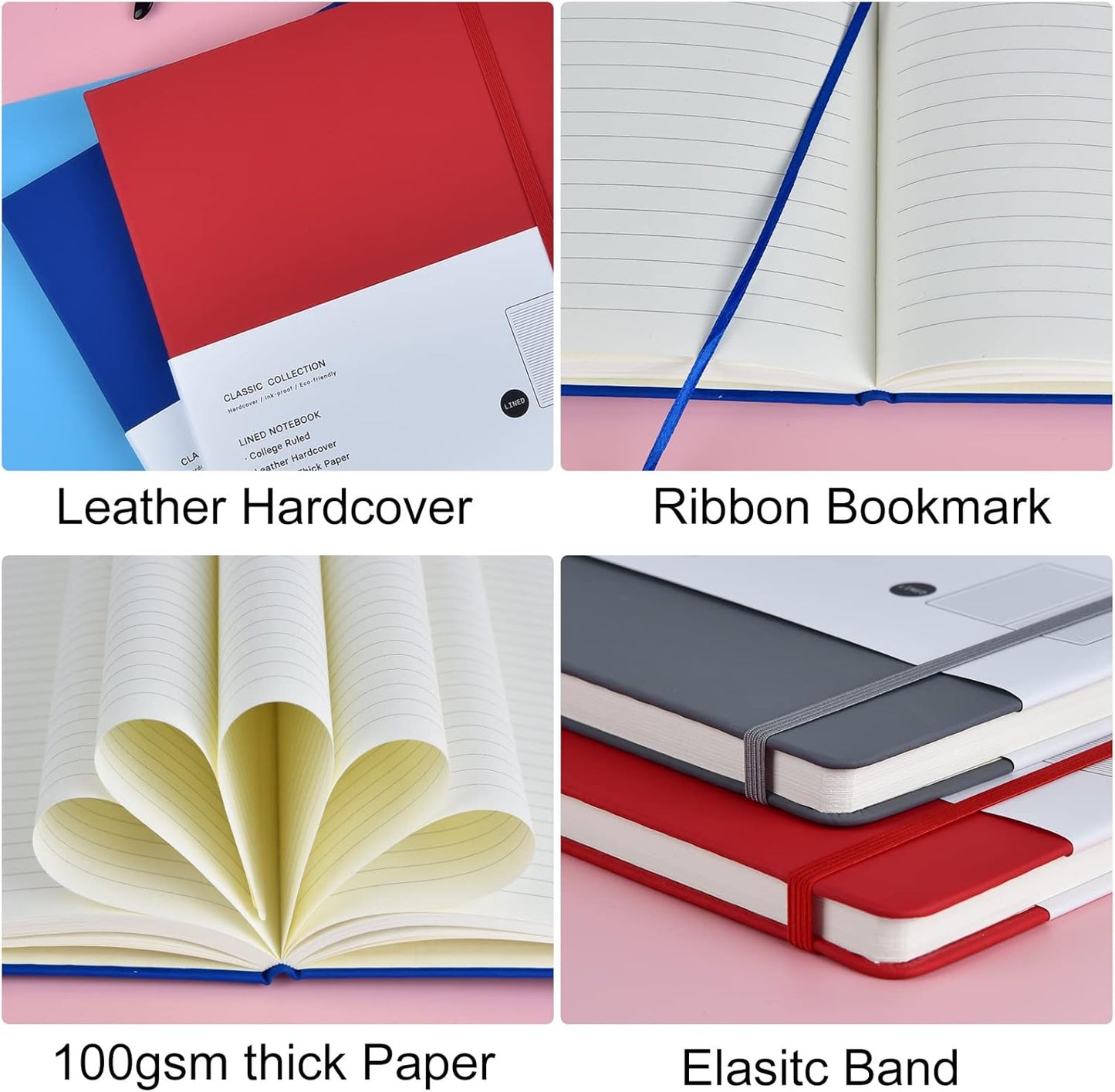 Coopay 12 Pack B5 Notebooks Journal College Ruled Composition Notebooks Classic Hardcover Lined Journals for Office Home School Business Writing Notes, 10.2" x 7.5", 100GSM Thick Paper (Multicolor)