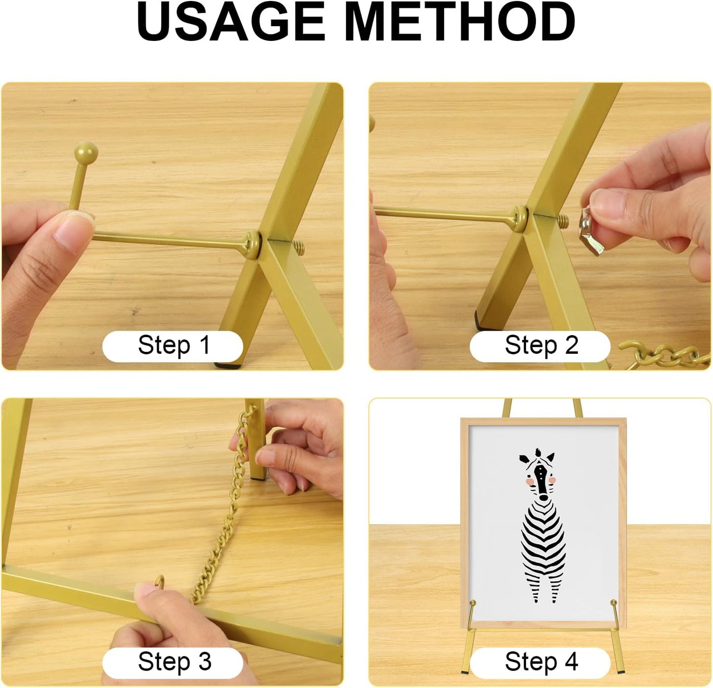 16" Large Metal Table Top Easel Gold Tabletop Easel Picture Stand Mirror Table Top Easels for Display Photo Frame Heavy Duty Plate Art Display Stand for Sign Tabletop Wedding Frame Stands with Tray