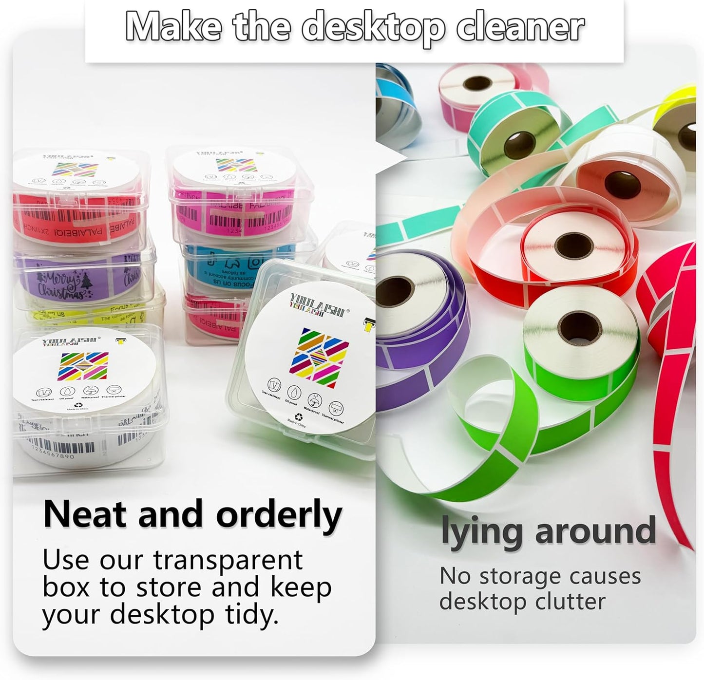 1x2 inch Label Stickers Roll for Thermal Printer 500PCS Pink Colored Removable Freezer Labels Waterproof Blank Sticker Labels to Write on for Food Containers and Jars