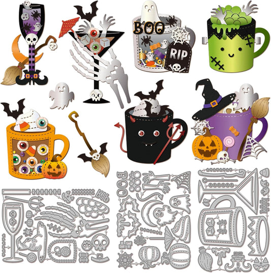 GLOBLELAND Halloween Cup Cutting Dies for Card Making Wine Glass Cut Die for DIY Scrapbooking Journal Embossing Paper Craft Decor