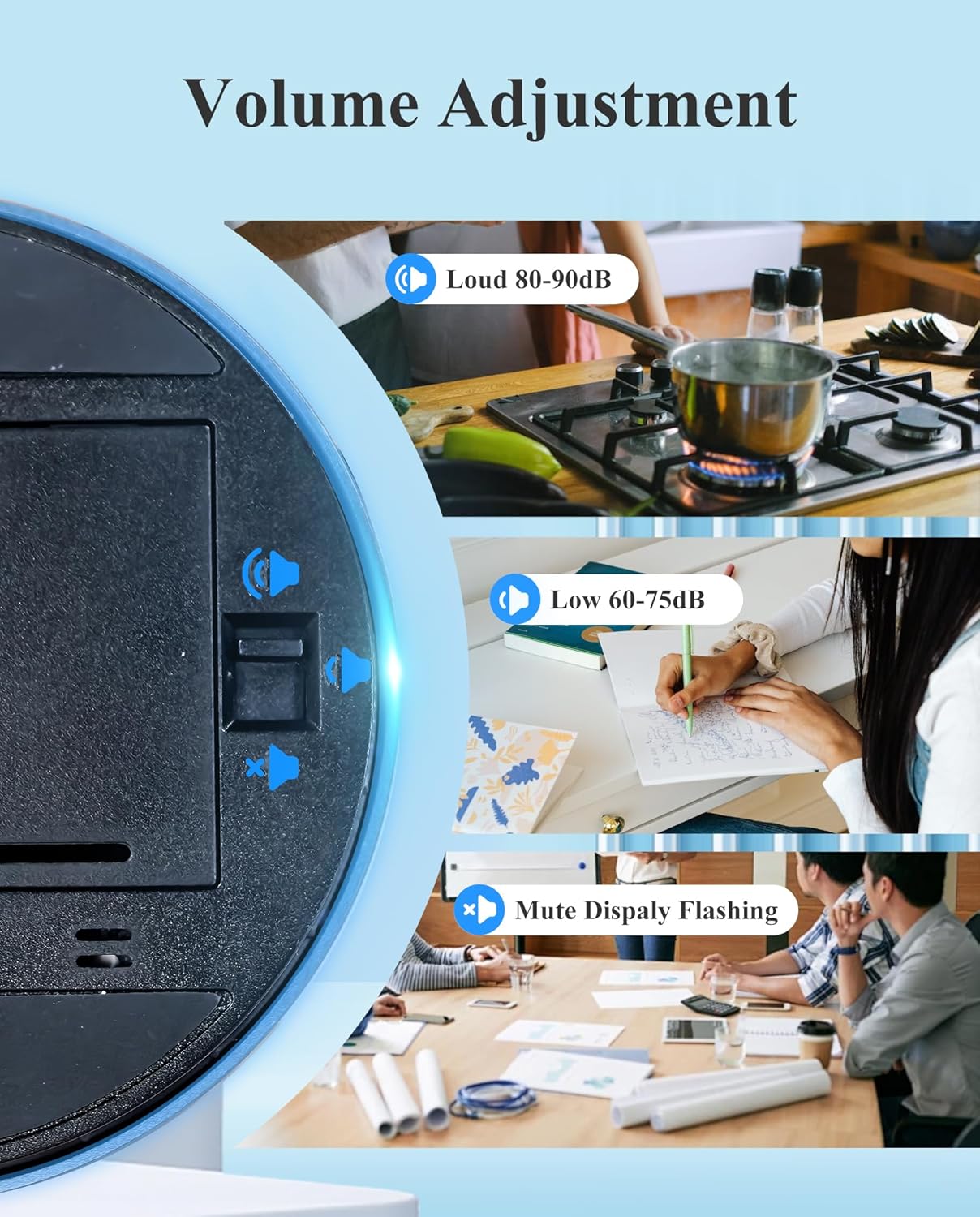 Wisebee Digital Kitchen Timer, Visual| Countdown| Count Up| Loud Alarm| Magnetic| Productivity for Cooking, Food, Baking, Classroom, Fitness, Studying, Teaching (No Batteries Included)