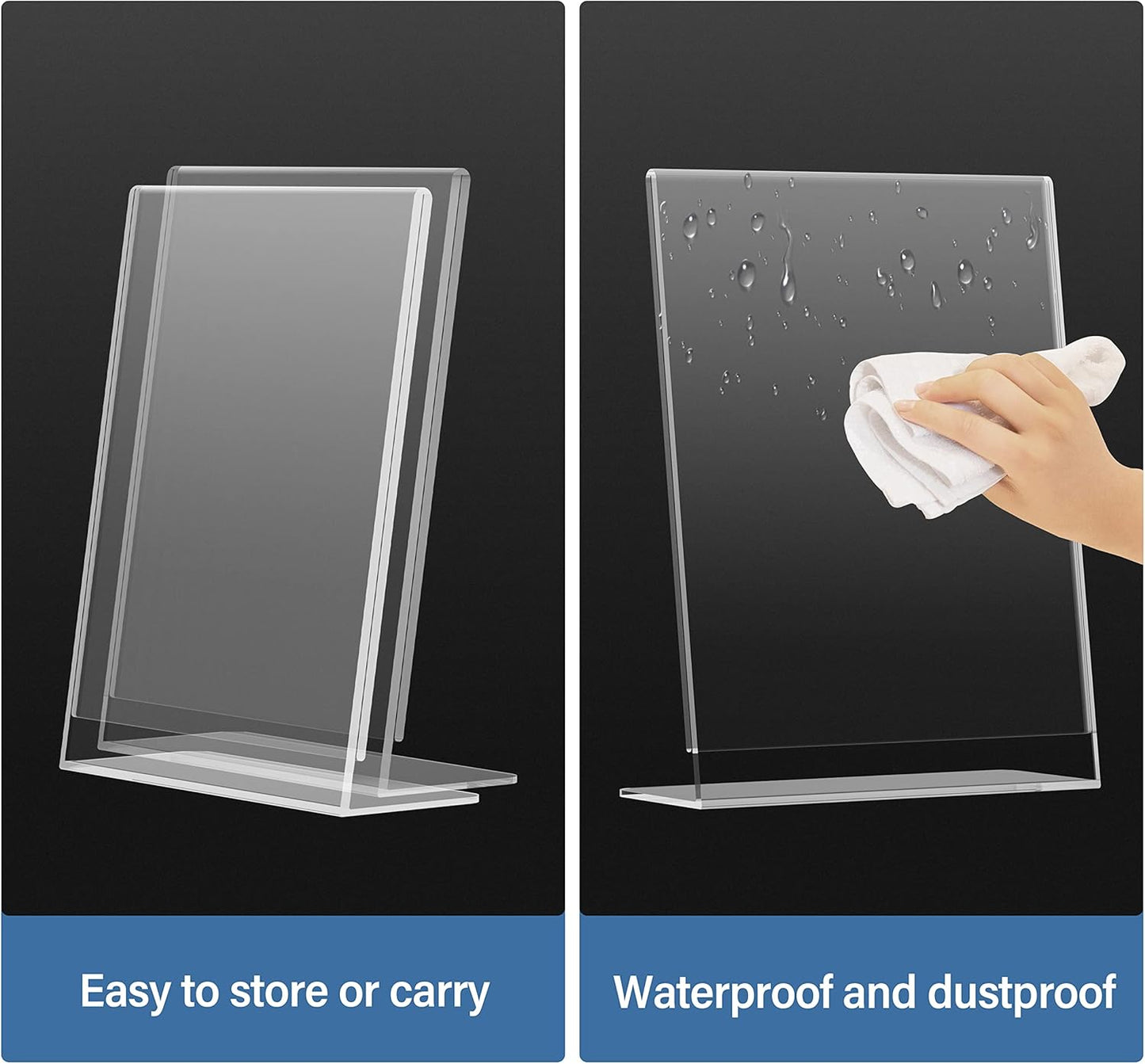 Relx Acrylic Sign Holder 8.5 x 11, Slant Back Display Stand, Clear Frames Plastic Sign Holder for Store, Restaurant (24 Pack)