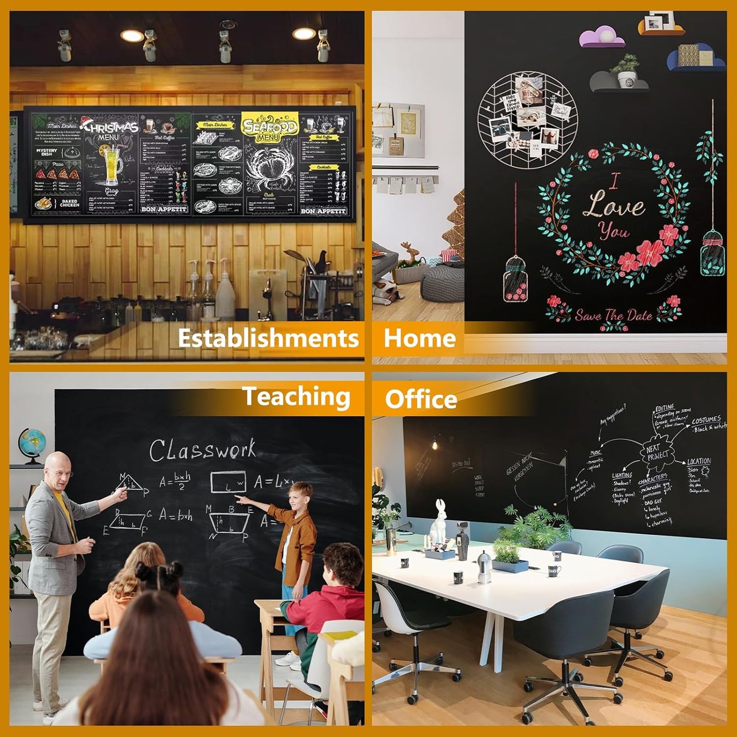 Magnetic Chalkboard Contact Paper with Adhesive, 55" x 27" Magnetic Blackboard Film for Walls, Peel and Stick – Ideal for Office, Classroom, Home. Includes Dustless Chalk, Wiping Cloth, and Magnet