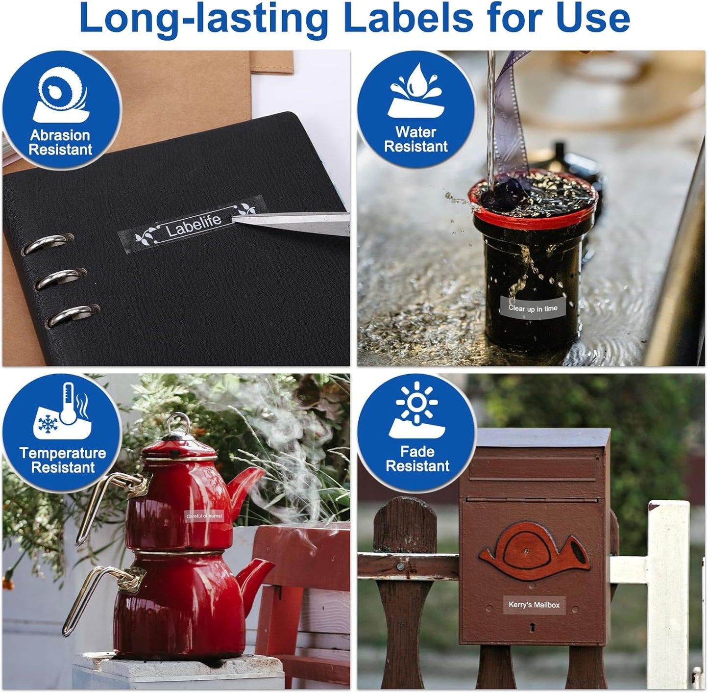 Labelife 18mm Label Tape White on Clear 3/4" Replace for Brother P Touch TZe TZ Tape 18mm 0.7 Laminated Clear TZe-145 TZe145 TZ145 Compatible with Ptouch PTD600 PTD400AD PT1880 Label Maker, 4-Pack