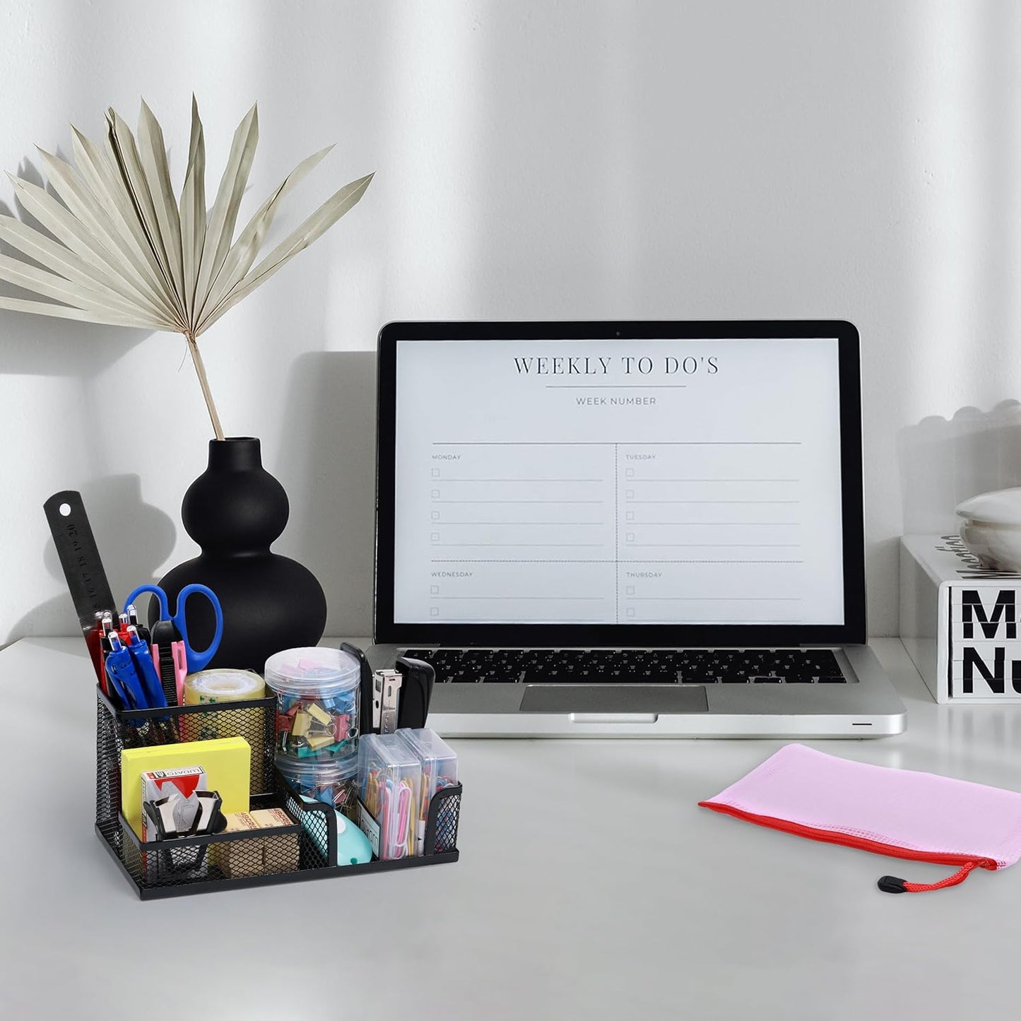 Ludato 39pcs Office Supplies Set - Desk Accessory Kit with Pen Holder Stapler Staples Staple Remover and Paper Clips - Complete Office Stationery Set for Home or Work