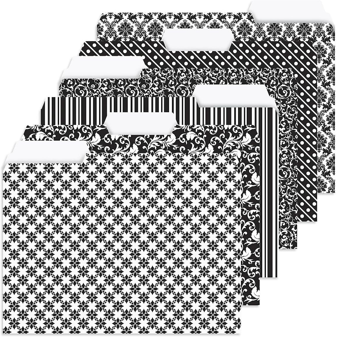 Current Elegant Black File Folders Value Pack - Bulk Set of 24, 6 Pretty Decorative Designs, 1/3 Cut Tabs, Heavy-Duty Paper Stock, Office Supplies for Home & Work, 9-½” x 11-¾” Letter Size