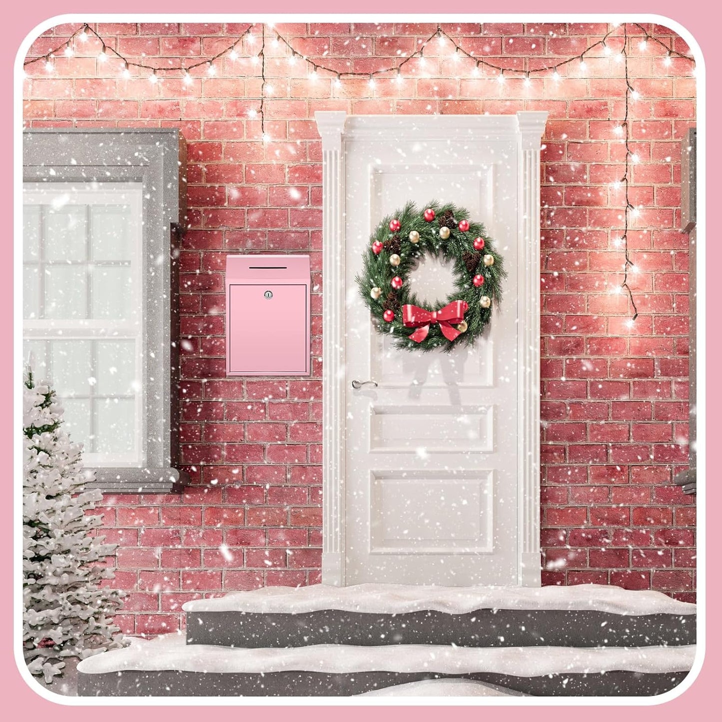 Metal Donation Cash Box Collection Safe Suggestion Box with Lock Wall Mounted Mailbox Delivery Ballot Container for Home Office Outdoor Door(Pink,11.8 x 8.6 x 4.7 Inch)