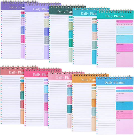 Molain 10 Pack Daily To Do List Notepad, Beautiful To Do List Note Pads Set 5" x 8" 30 Sheets Spiral Planner Checklist Notebook Work Notepads for Easy Daily Planning, Office Desk Supplies for Women