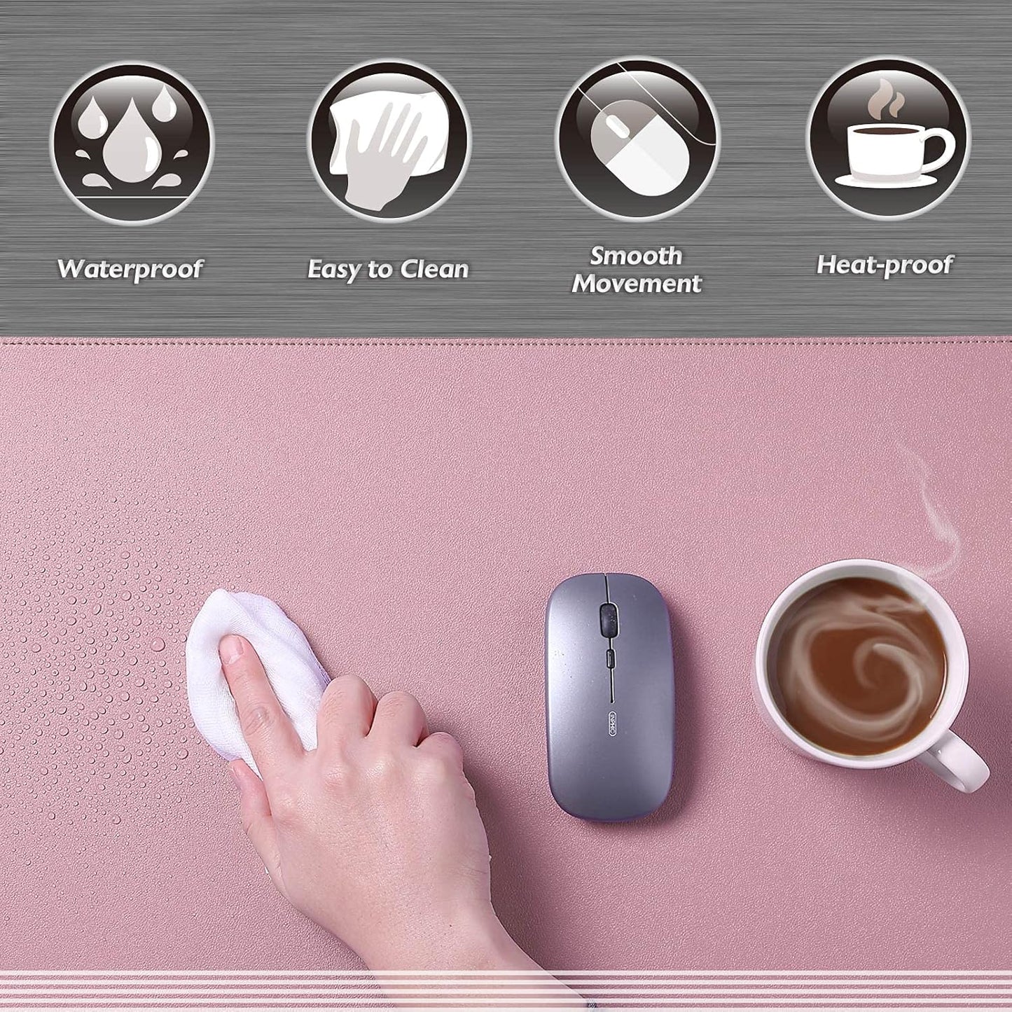 K KNODEL Desk Mat, Blotter, Dual-Sided Office Desk Pad, Waterproof Desk Mat for Desktop, Desk Blotters, PVC Leather Pad Protector (Purple, 31.5" x 15.7")