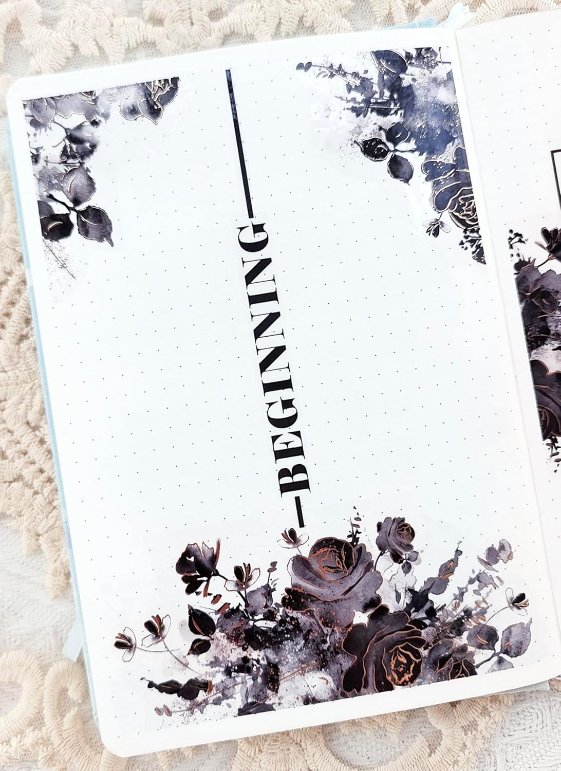 WT Rose Noir Wide Washi Tape Gilded, Single Roll, Original Designs, Black Flower Gold Foil Decors, Journal Scrapbook Bujo Planner DIY Crafts Supplies Gifts, Vintage Floral Adhesive Tape