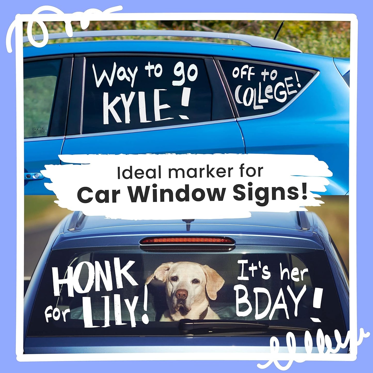 White Jumbo Chalk Markers - 15mm Window Markers | Pack of 4 White Pens - Use on Cars, Chalkboard, Whiteboard, Blackboard, Glass, Bistro | Loved by Teachers, Artists, Businesses