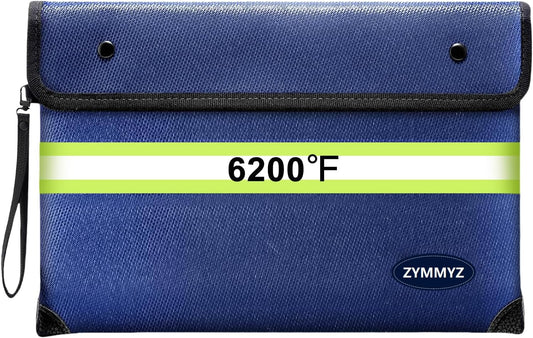 6200℉ Fireproof and Waterproof Document Pouch with Water Resistant Zipper,9 Layers of Heat Insulated Materials Fireproof Envelopes for Important Documents,Valuables（Not Suitable for A4 Files）