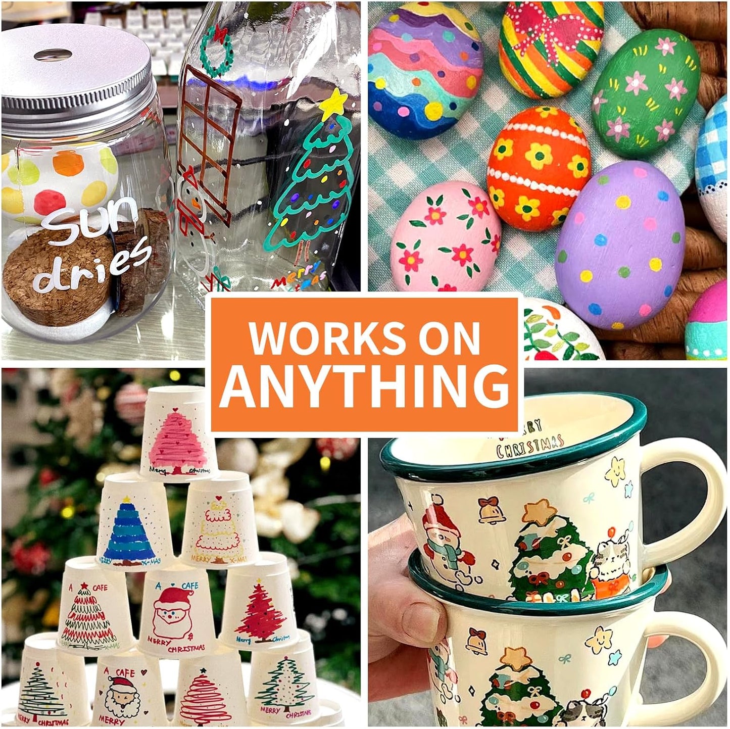 Black Paint Pens Permanent Paint Markers - 24 Pack Oil Based Marking Pens, Medium Point, Quick Drying and Waterproof for Rock Painting Car Tyre Metal, Plastic, Canvas, Wood, Glass