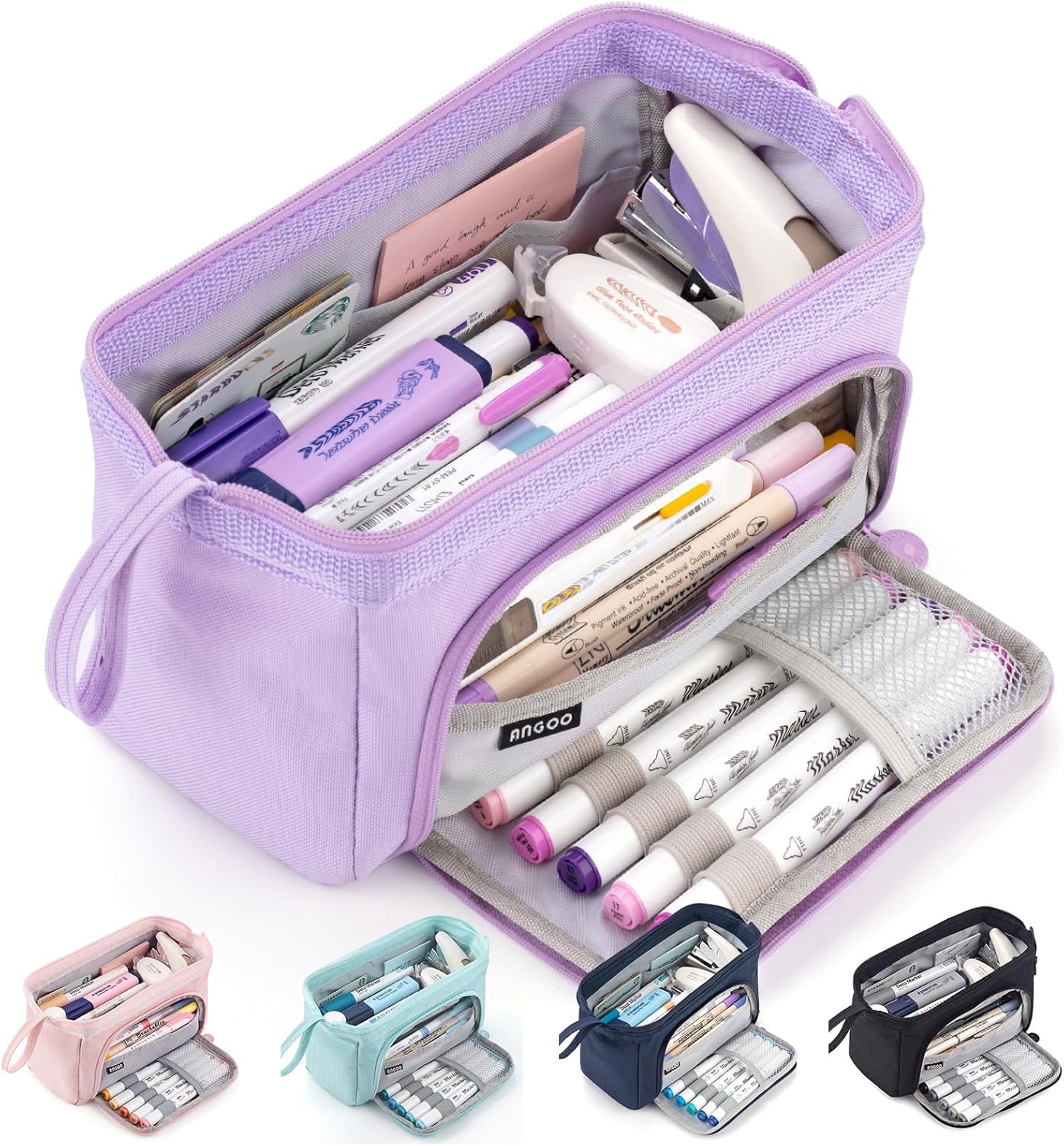 HVOMO Pencil Case Large Capacity Pencil Pouch Handheld Pen Bag Cosmetic Gift for Office School Teen Girl Boy Men Women Adult (Purple)