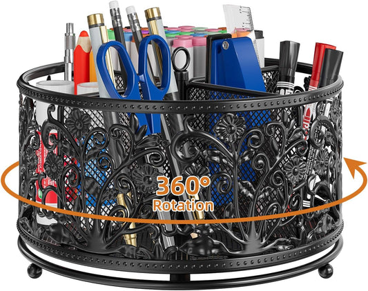 EKNITEY Pencil Holder for Desk - Cute Rotating Pen Organizer Caddy Desktop Storage Stationery Supplies for Office Home Classroom School