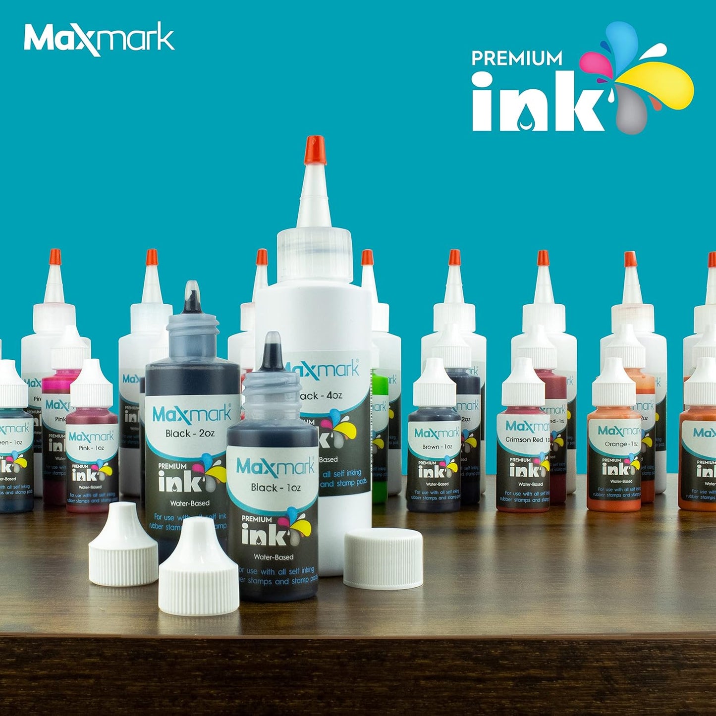 MaxMark Premium Refill Ink for self Inking Stamps and Stamp Pads, Red Color - 2 oz.