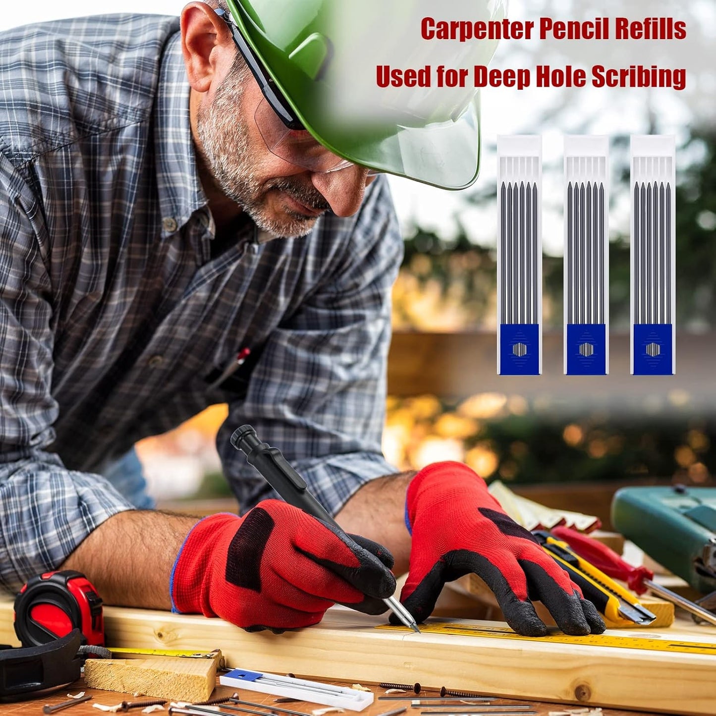 Zhehao 120 Pieces 2.8 mm Carpenter Pencils Refills HB Refill for Construction Pencils Refills Mechanical for Writing Drawing Drafting Woodworking Construction(Black)