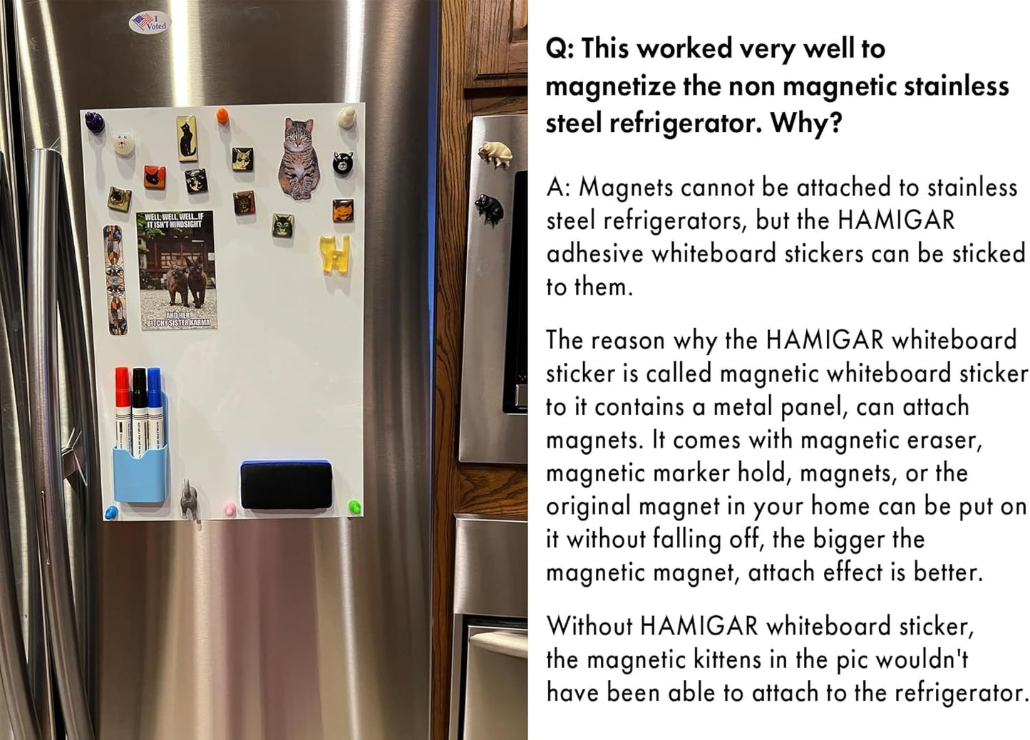 HAMIGAR Magnetic Whiteboard Contact Paper Dry Erase White Board Sticker for Wall Stick on White Board Peel and Stick Wallpaper Adhesive Small Poster 12" x 18" with Marker, Magnetic Eraser and Magnets