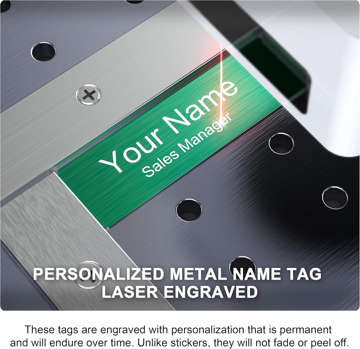 Magnetic Name Tags | Personalized Engraved Metal Identification Badges with Pin or Adhesive Backing | Custom ID Tags | 3"x1"