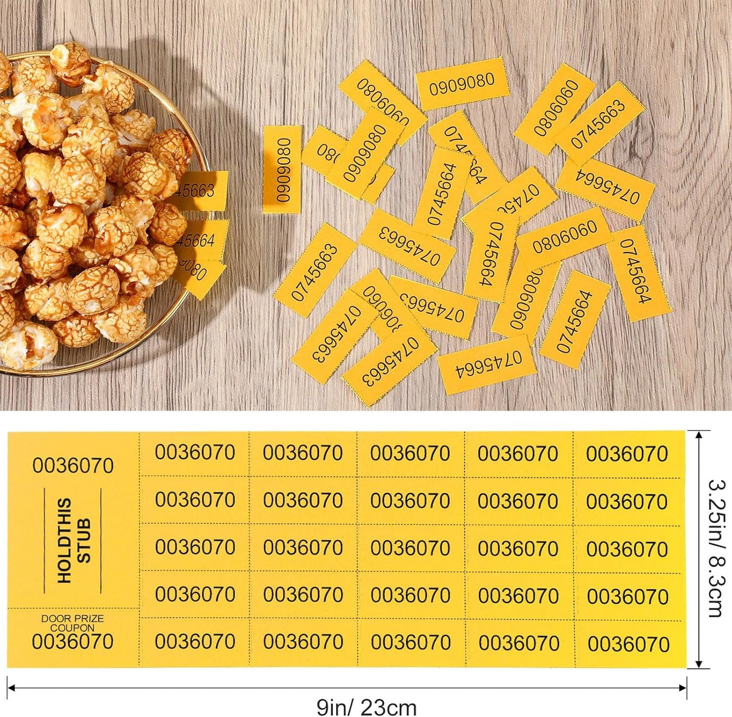 Kosiz 2000 Sheets Raffle Ticket 25 Bid Chinese Auction Tickets Tricky Tray Basket Raffle Sheets for Back to School Class Rewards Carnival Door Prizes Events(Dark Yellow)