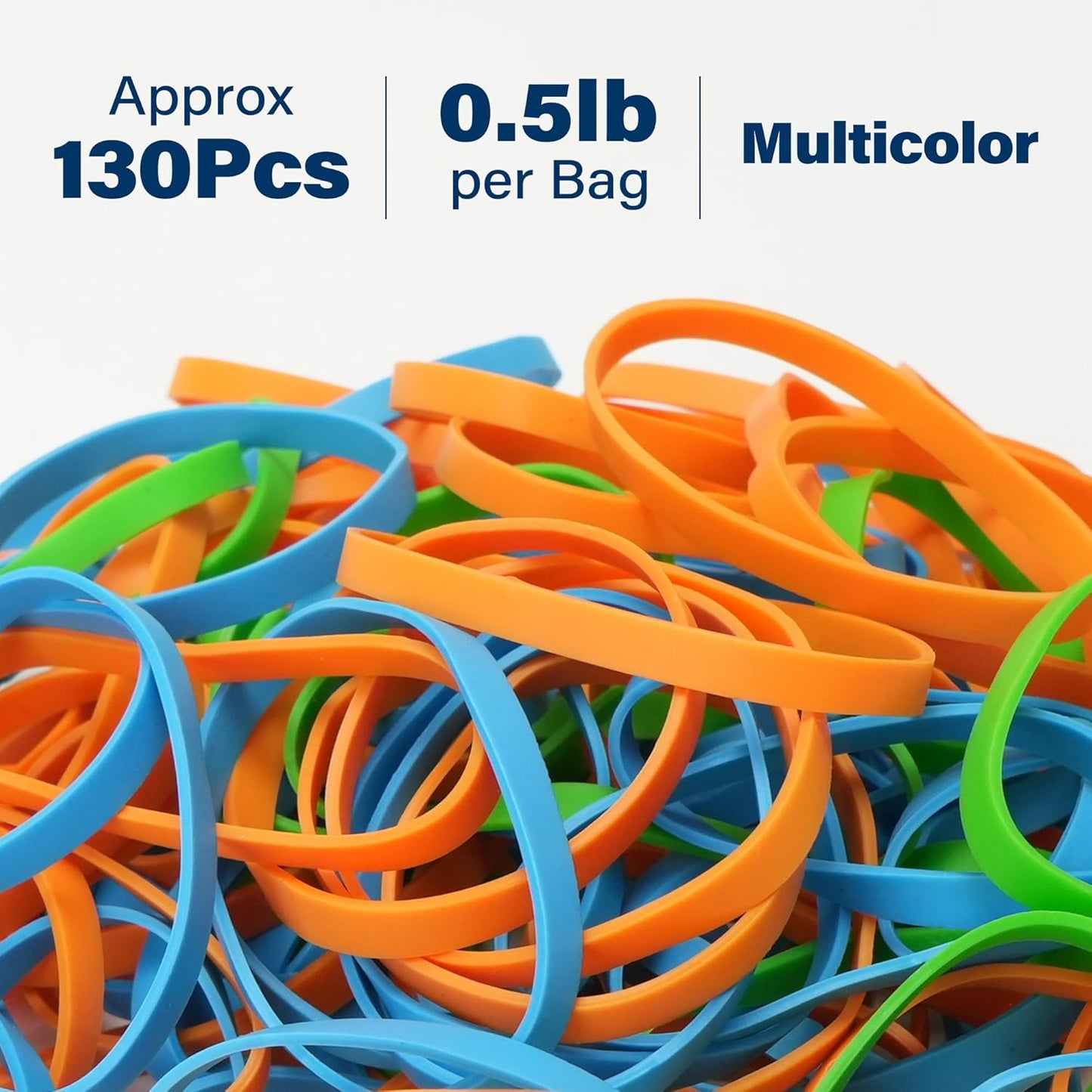 LotFancy Rubber Bands, Size 64 (3-1/2" x 1/4"), 0.5 lb Approx 130 Pcs Thick Heavy Duty Colored Rubber Bands for Office Supplies