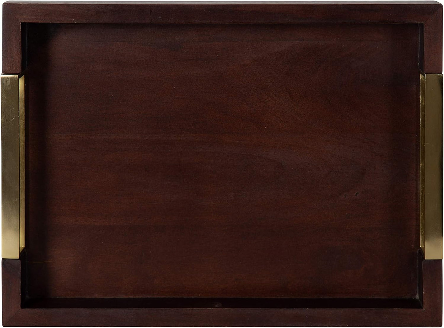 Kate and Laurel Heller Modern Rectangular Tray, 12 x 16, Espresso, Decorative Wood Tray for Storage and Display