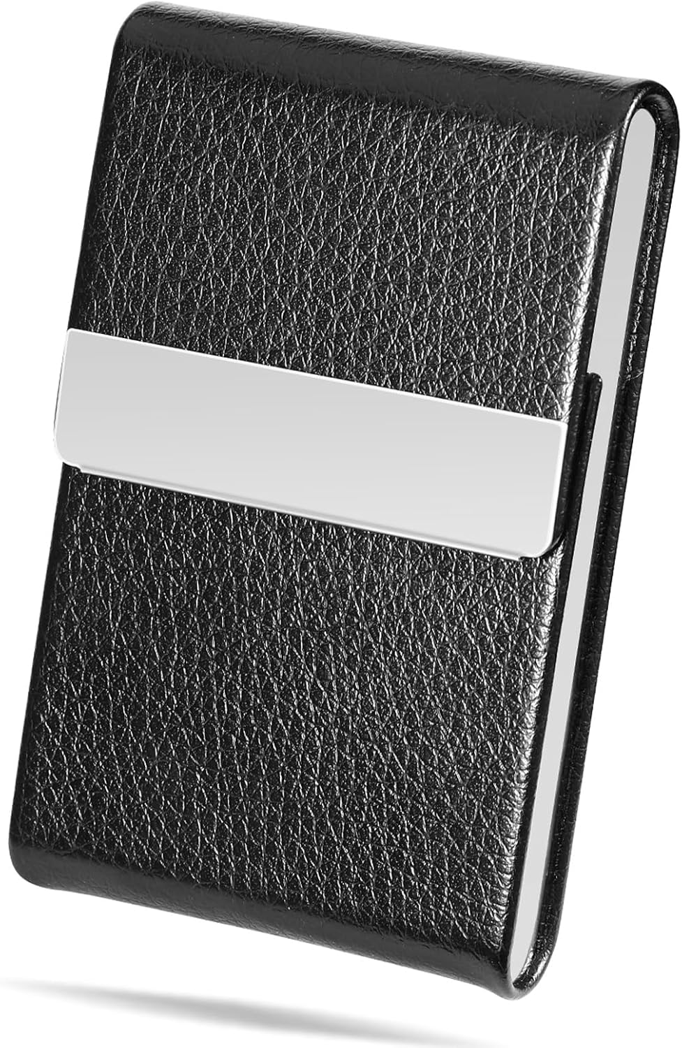 Business Card Holder with Ultra Slim Design, Business Card Case with Premium PU Leather, Suit Pocket Metal Card Holder for Women/Men, Magnetic Closure Quick Access Cards, Small and Easy to Carry